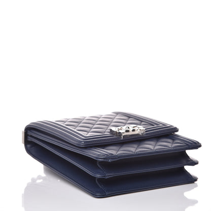 Chanel Calfskin Quilted North South Boy Flap Navy 4 of 7