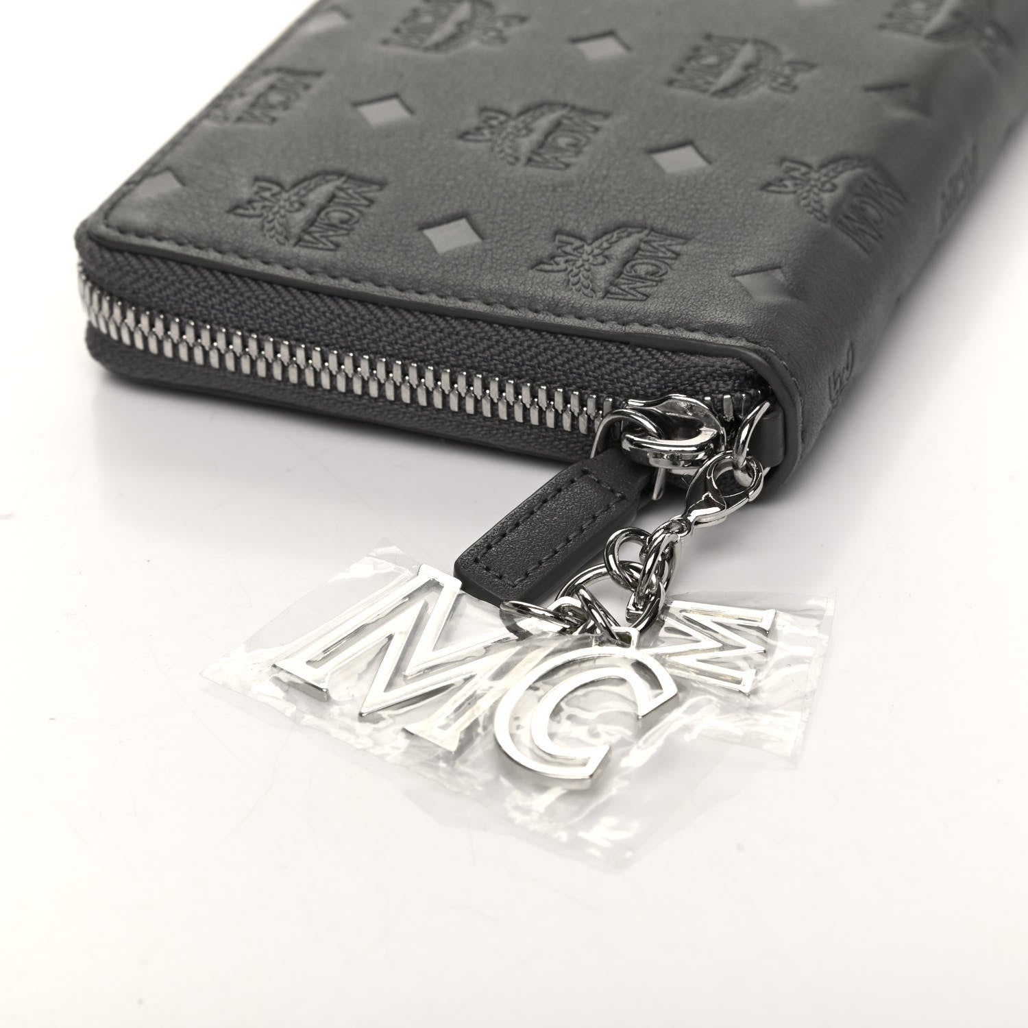 MCM Calfskin Ottomar Monogram Klara Zip Wallet Grey 7 of 7
