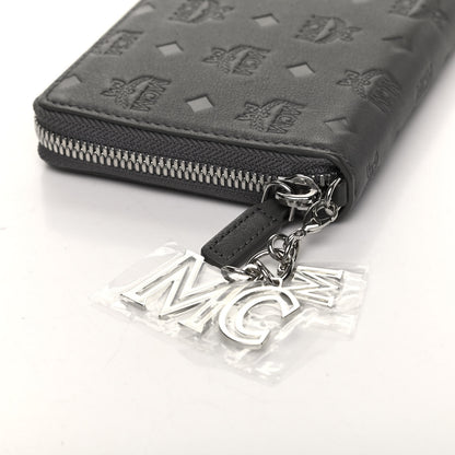 MCM Calfskin Ottomar Monogram Klara Zip Wallet Grey 7 of 7