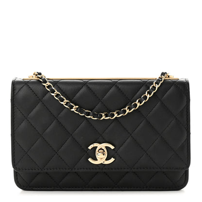 Chanel Lambskin Quilted Trendy CC Wallet On Chain WOC Black 1 of 12