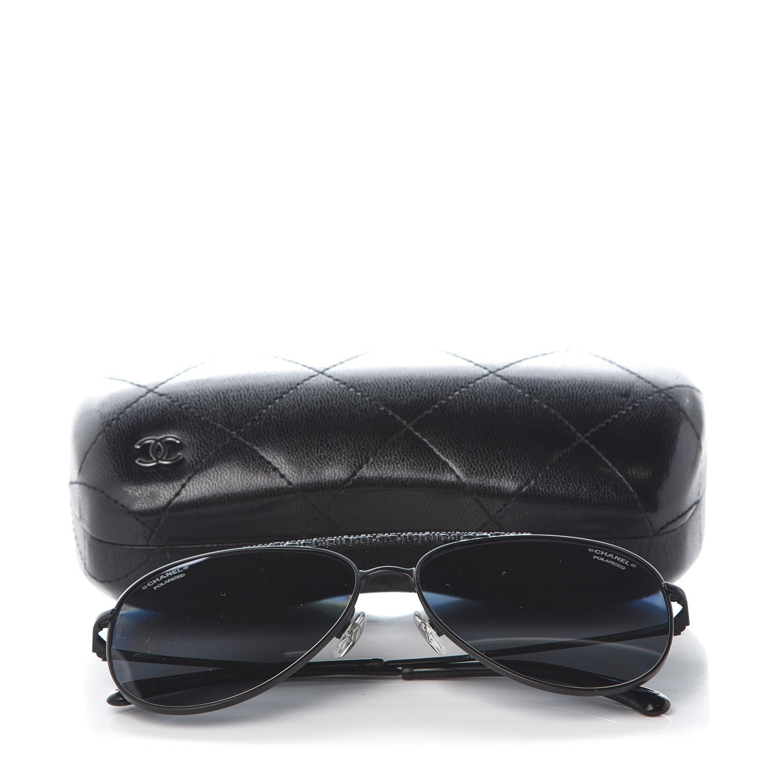 Chanel Aviator Metallic Pilot Sunglasses 4231 Black 8 of 8