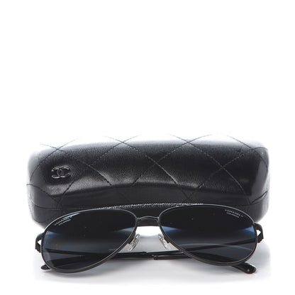 Chanel Aviator Metallic Pilot Sunglasses 4231 Black 8 of 8