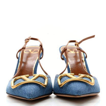 Valentino Garavani Denim Vlogo Slingback 80mm Pumps 41 Denim Selleria 2 of 9