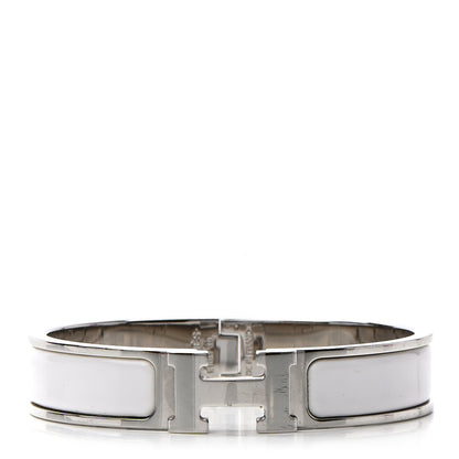 Hermes Enamel Narrow Clic Clac H Bracelet GM White 1 of 5