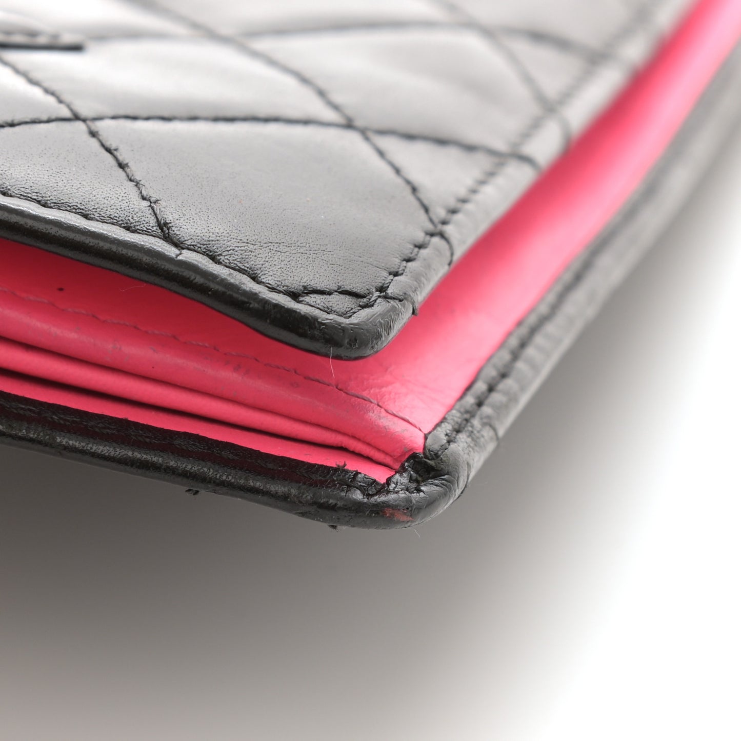 Calfskin Quilted Cambon Yen Wallet Black