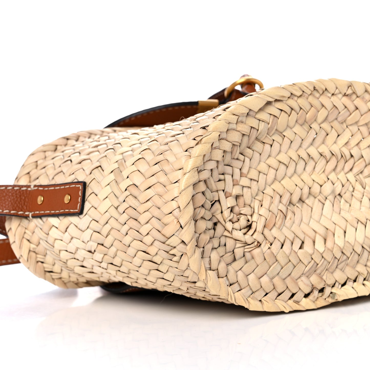Raffia Calfskin Marcie Basket Tan