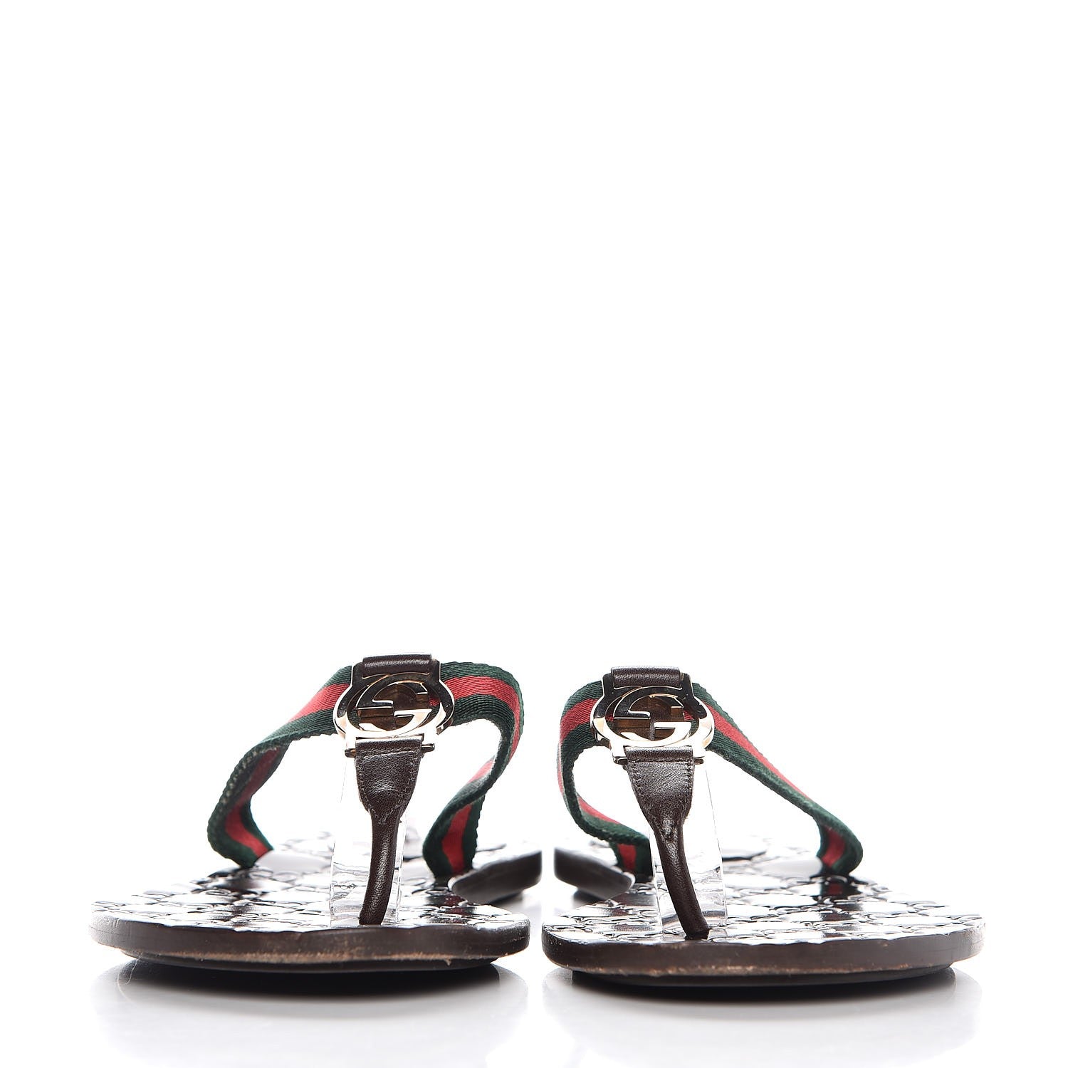 Gucci Nylon Guccissima Web Womens Thong Sandals 38.5 Green Red Cocoa 2 of 9