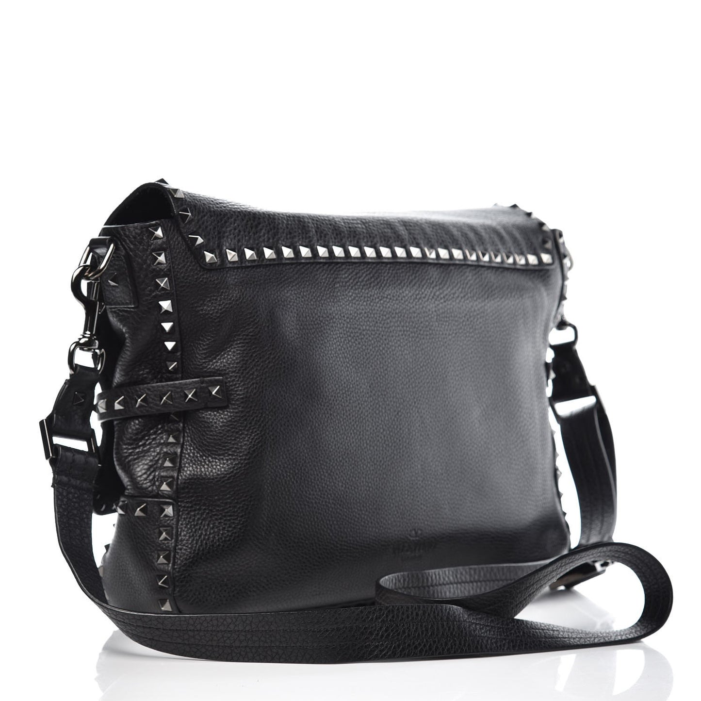 Alce Printed Calfskin Rockstud Messenger Black