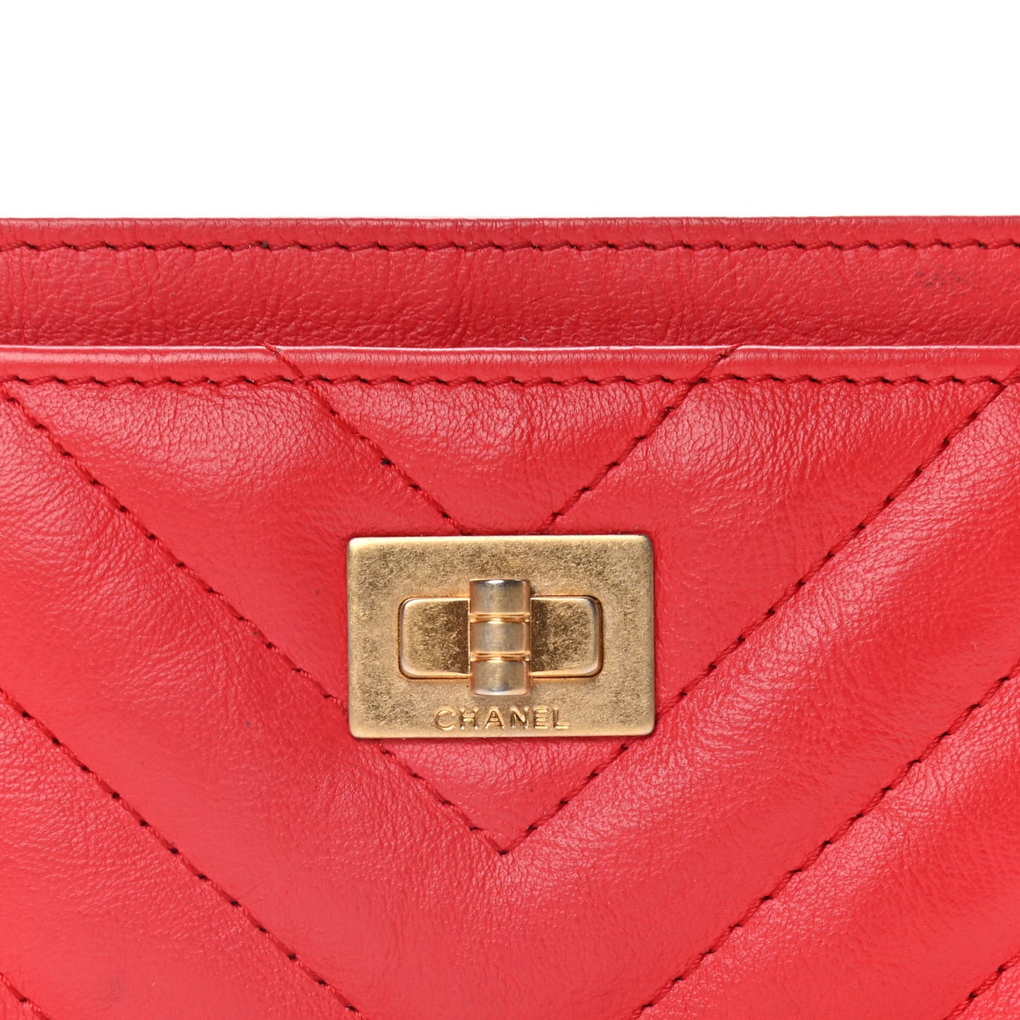 Sheepskin Chevron Quilted Reissue Card Holder Red