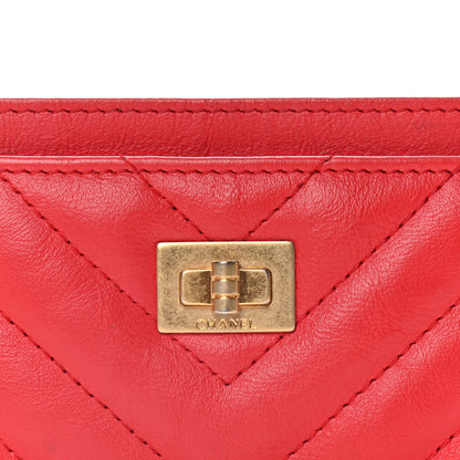Chanel Sheepskin Chevron Quilted Reissue Card Holder Red 7 of 10
