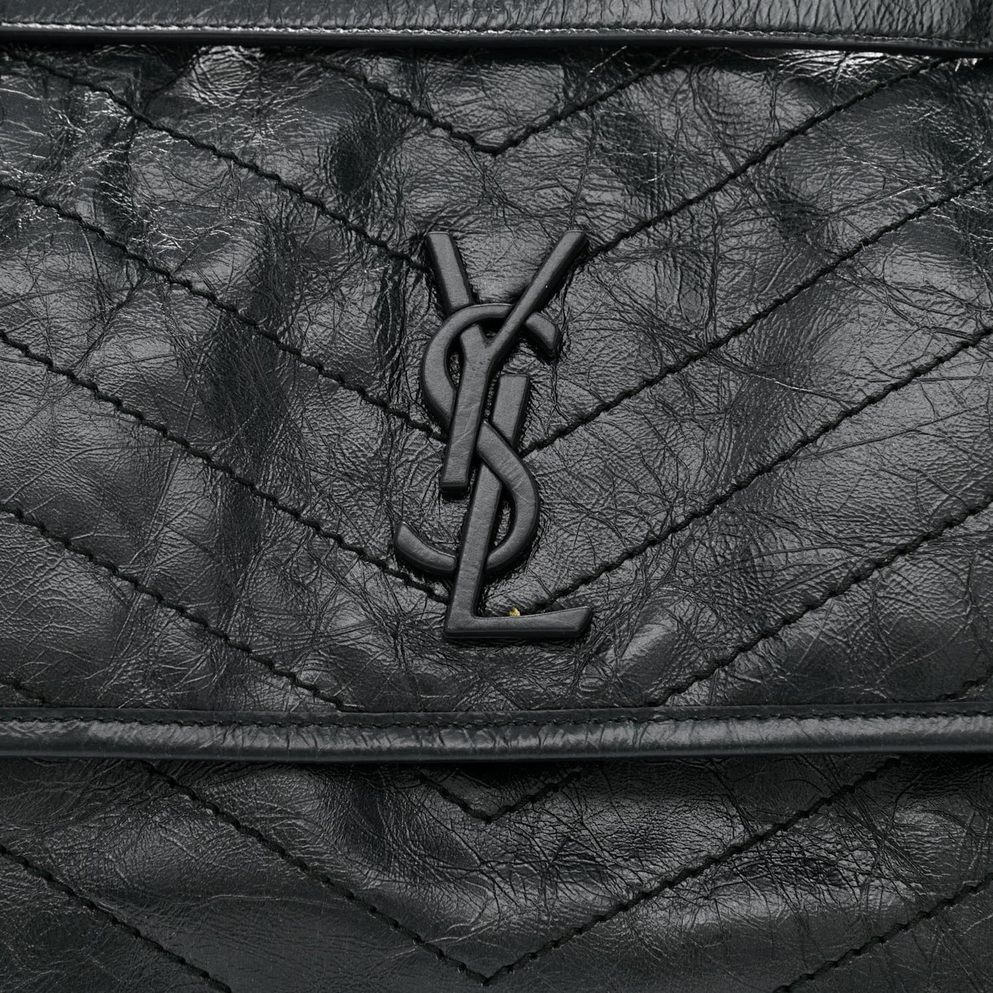 Crinkled Calfskin Matelasse Monogram Medium Niki Chain Satchel Peacock Green