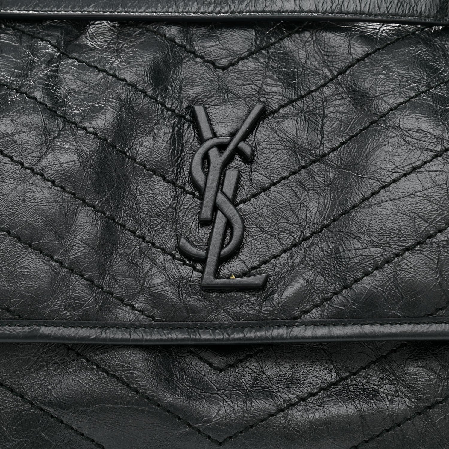 Saint Laurent Crinkled Calfskin Matelasse Monogram Medium Niki Chain Satchel Peacock Green 8 of 11