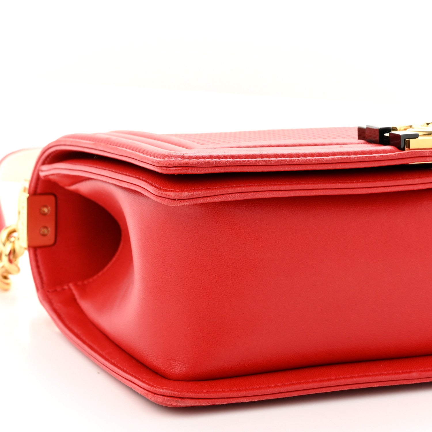 Chanel Lambskin Embossed Medium Boy Cube Flap Red 10 of 11