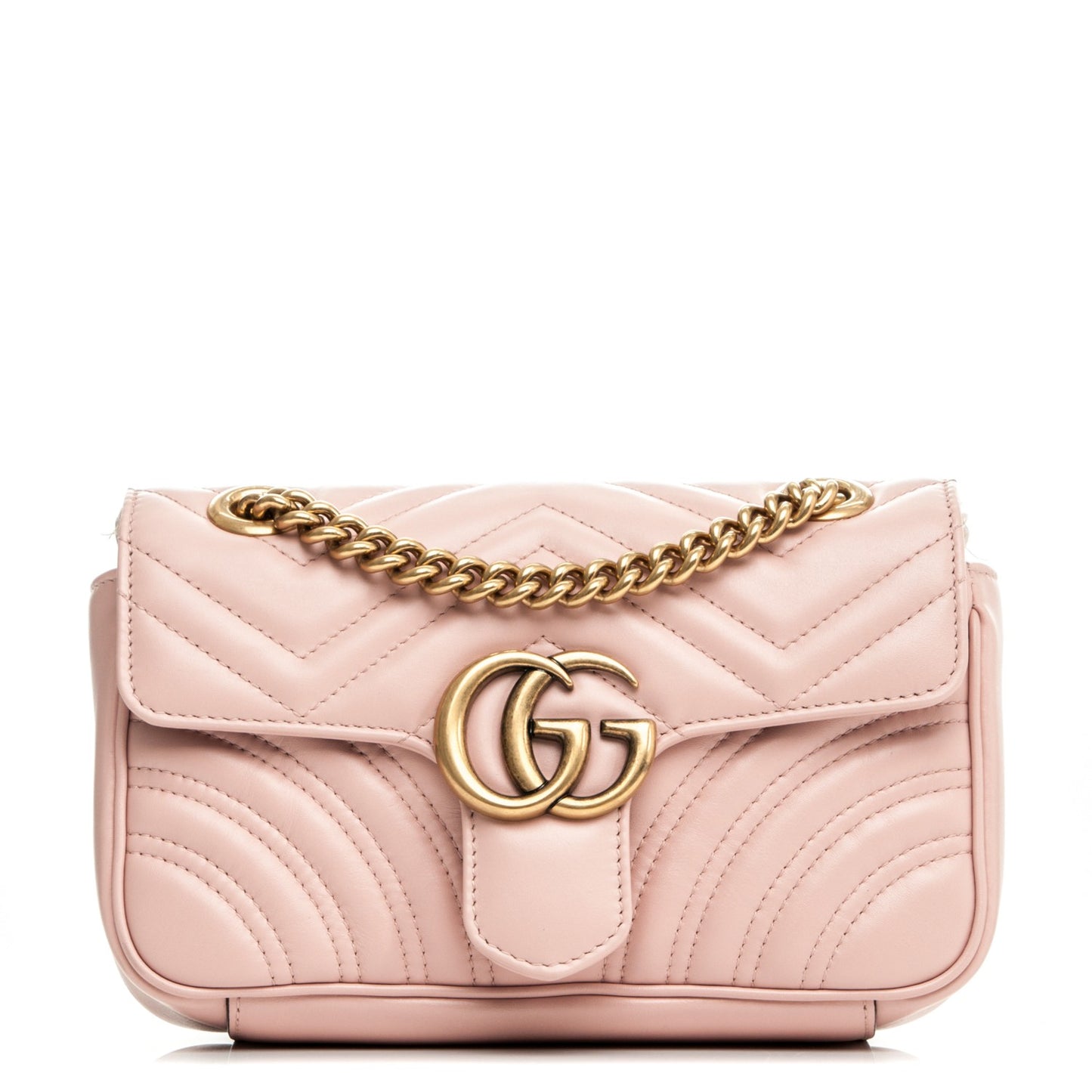 Calfskin Matelasse Mini GG Marmont Shoulder Bag Perfect Pink