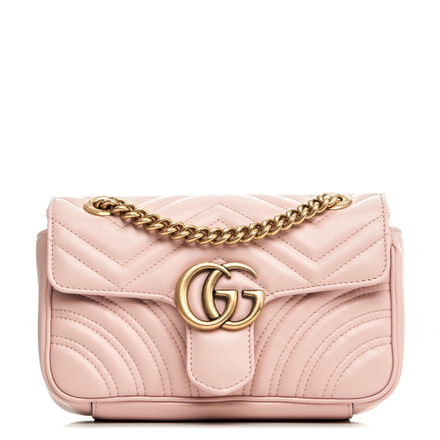 Gucci Calfskin Matelasse Mini GG Marmont Shoulder Bag Perfect Pink 1 of 7