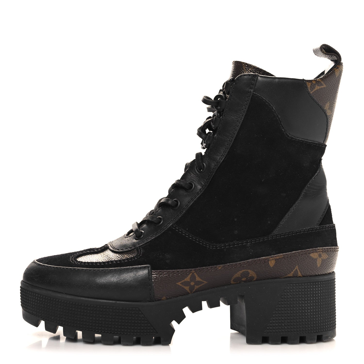 Louis Vuitton Suede Calfskin Monogram Laureate Platform Desert Boots 38.5 Black 1 of 8
