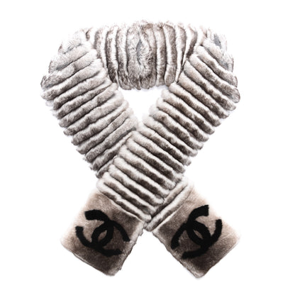 Chanel Orylag Rabbit Fur CC Scarf Grey 1 of 4