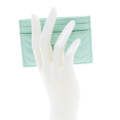 Gucci Calfskin Matelasse GG Marmont Card Holder Water Green 2 of 6