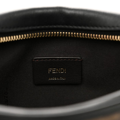 Fendi Glazed Fabric Vitello Century FF 1974 Stamp Patch Mini Camera Case Mogano Panna Black 6 of 10