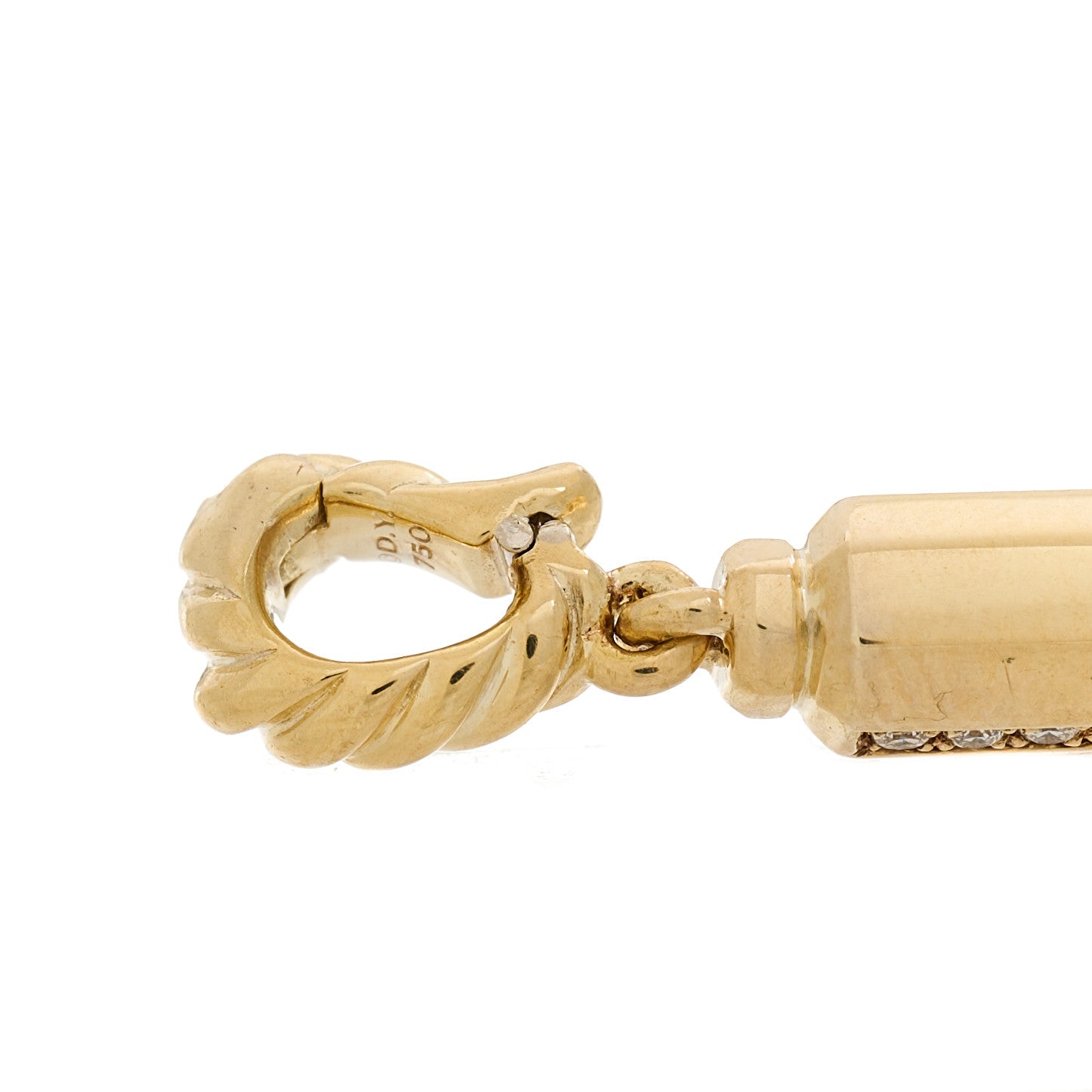 David Yurman 18K Yellow Gold Diamond Lexington Barrel Amulet Pendant 4 of 4