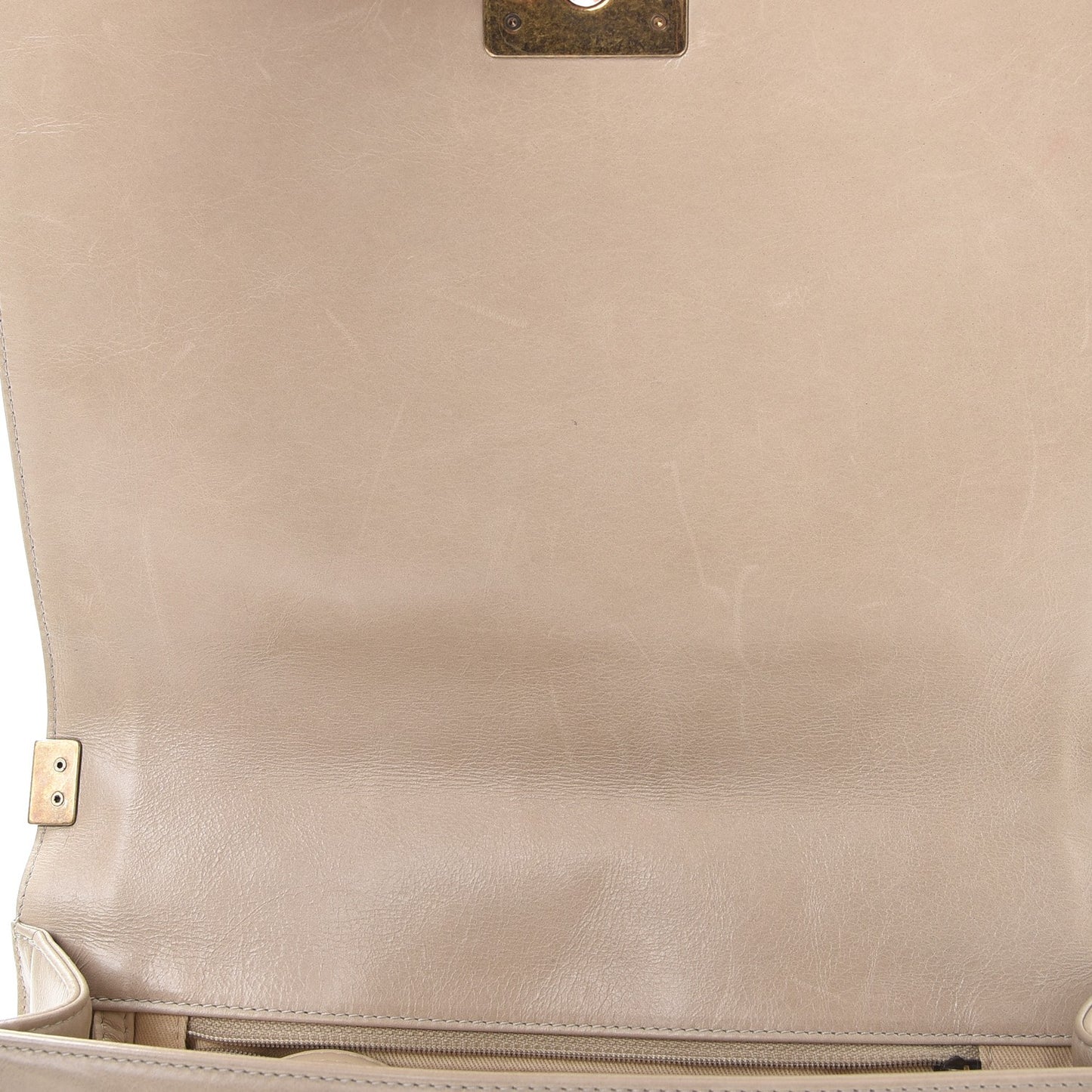 Calfskin Quilted Large Boy Flap Beige