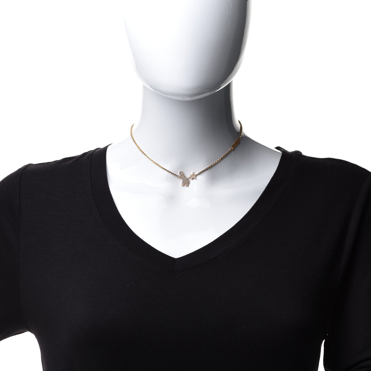 Crystal Diorable Giraffe Logo Necklace Gold
