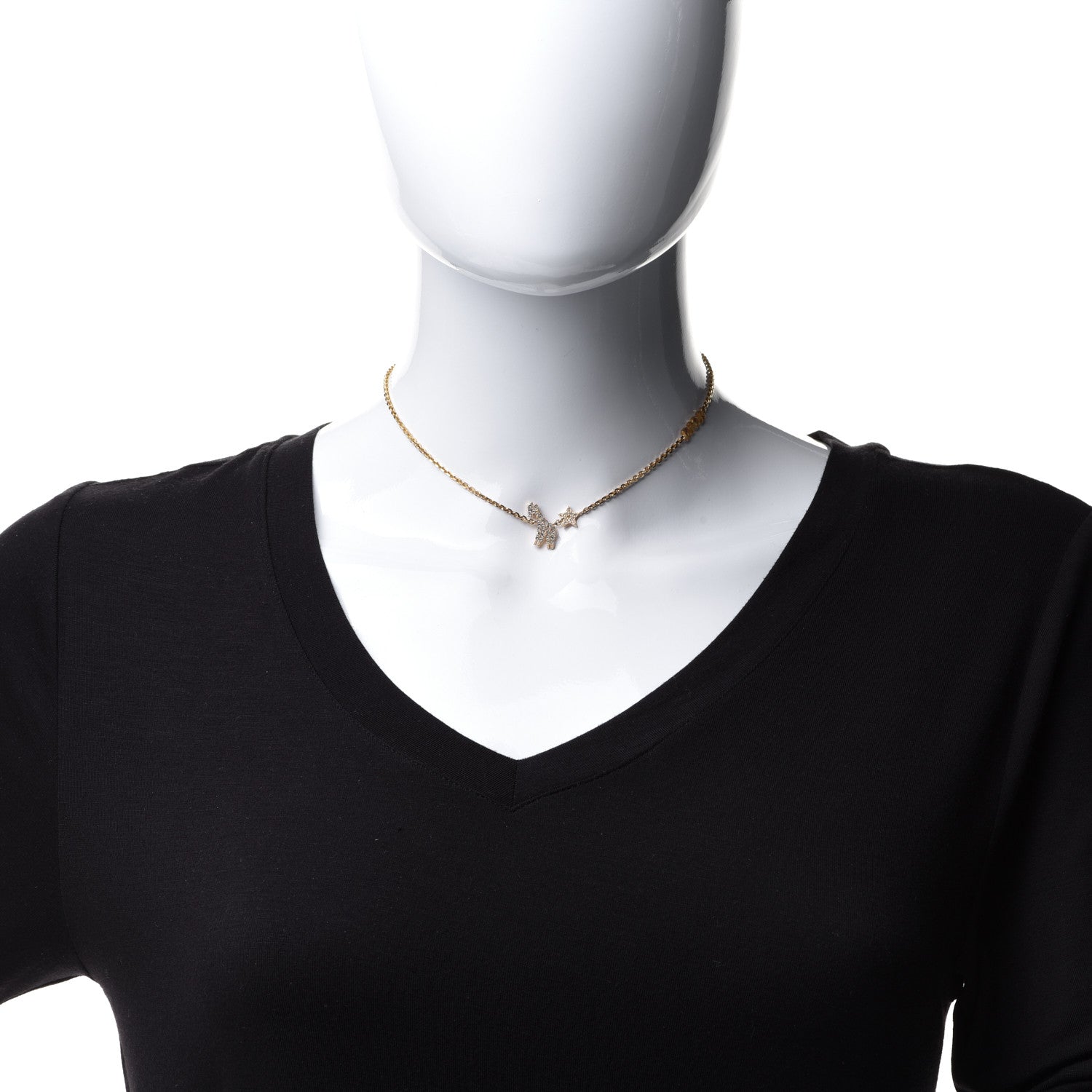 Christian Dior Crystal Diorable Giraffe Logo Necklace Gold 2 of 8