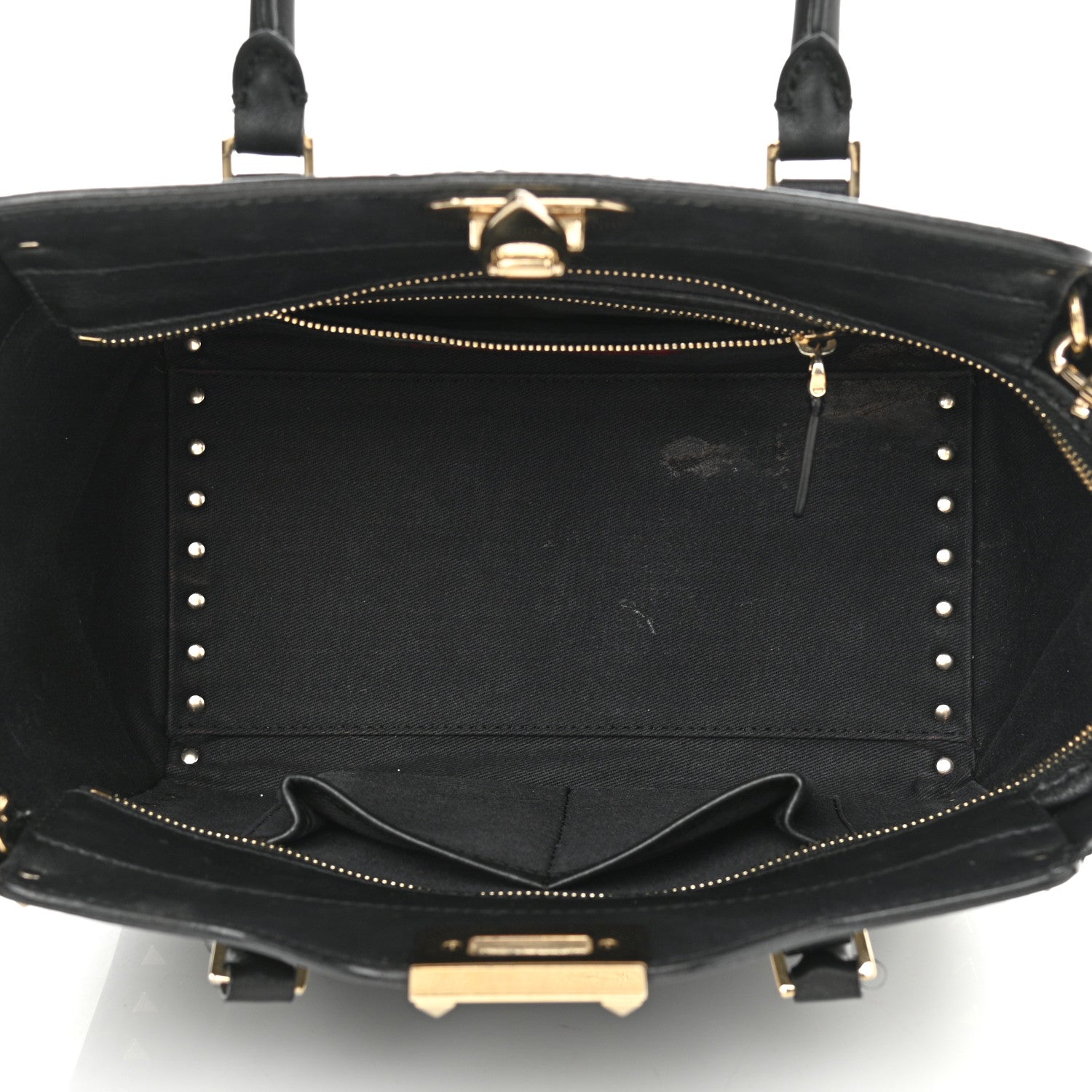 Valentino Garavani Vitello Small Rockstud Double Handle Tote Black 4 of 14