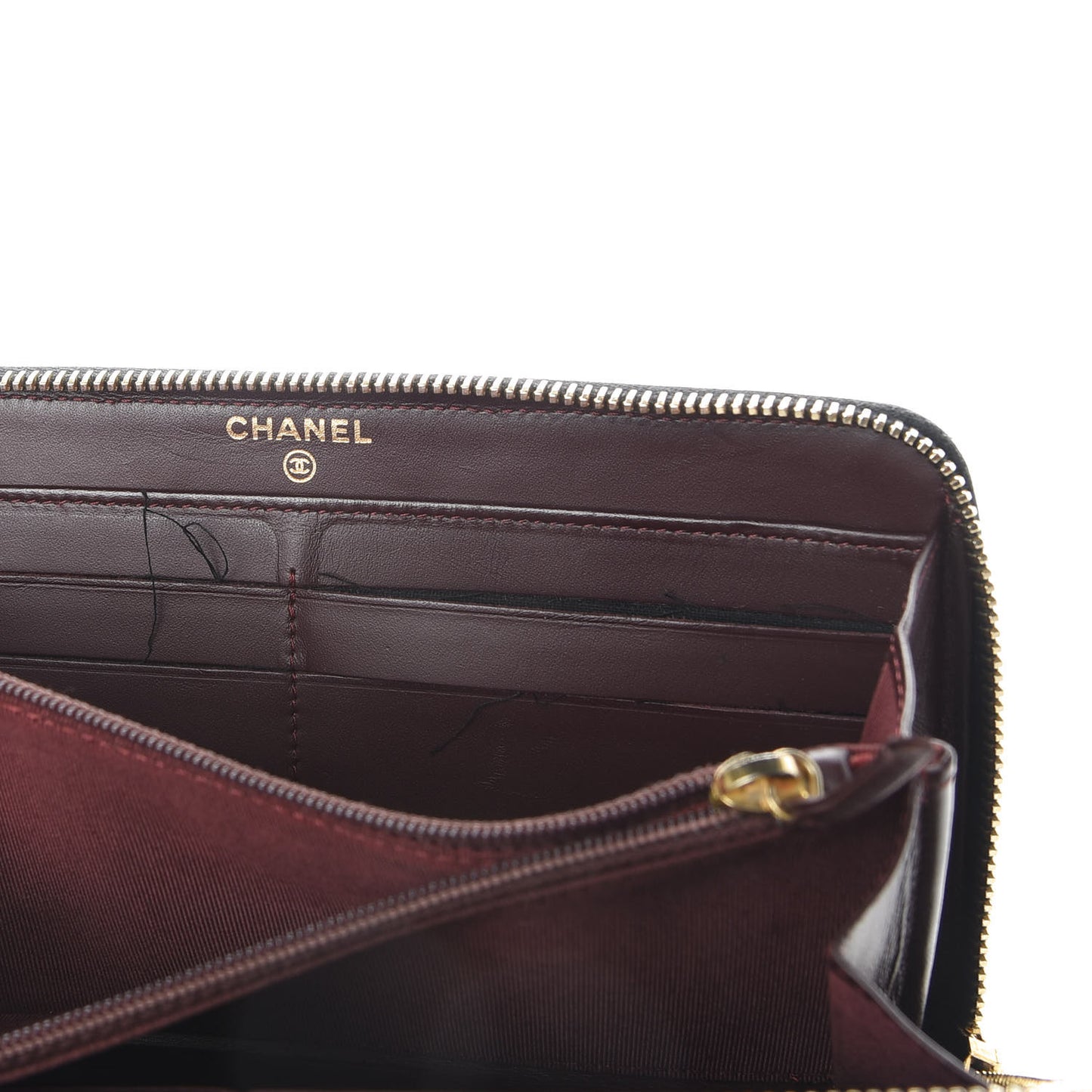 Caviar Quilted Large Gusset Zip Around Wallet Black