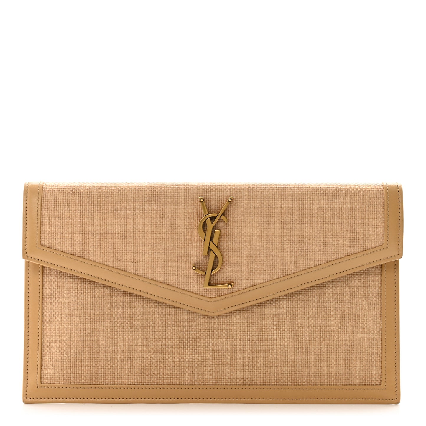 Micro Raffia Uptown Pouch Natural Hay Blush