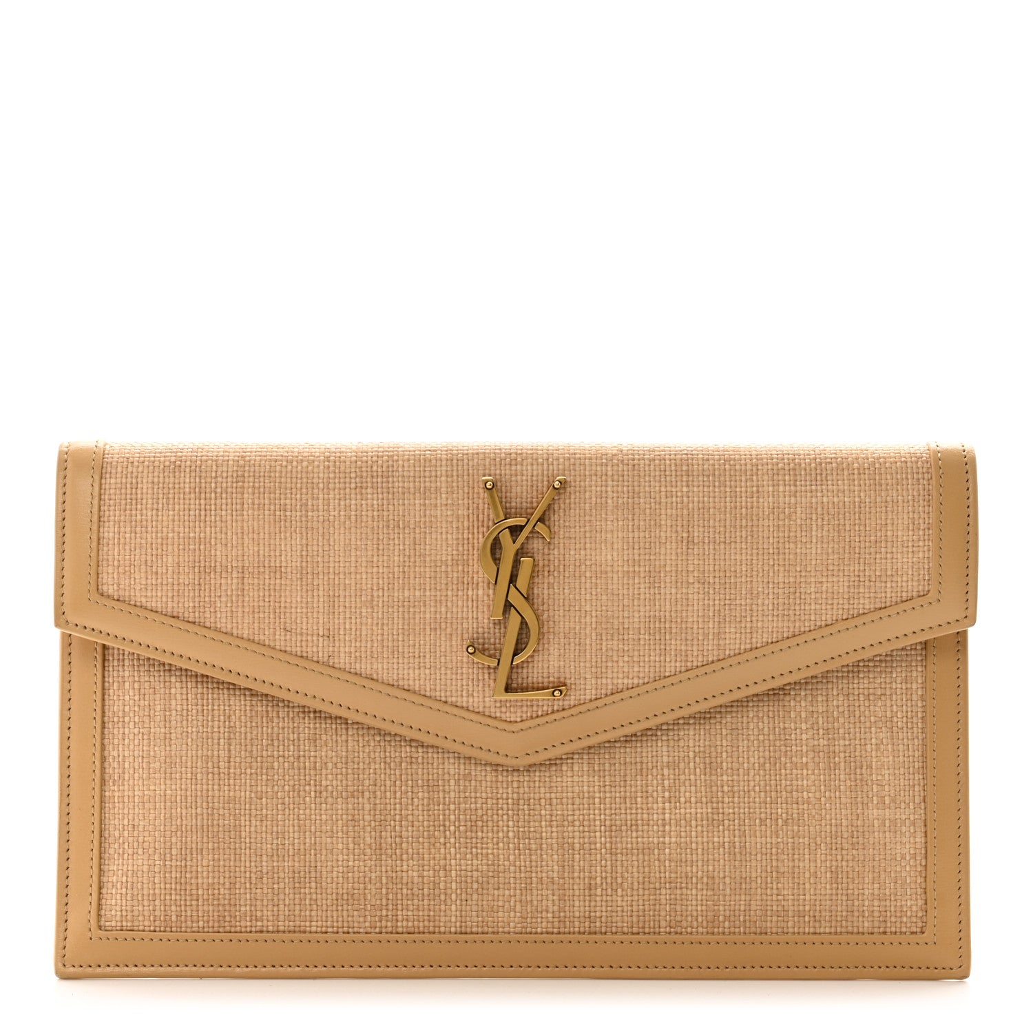 Saint Laurent Micro Raffia Uptown Pouch Natural Hay Blush 1 of 10