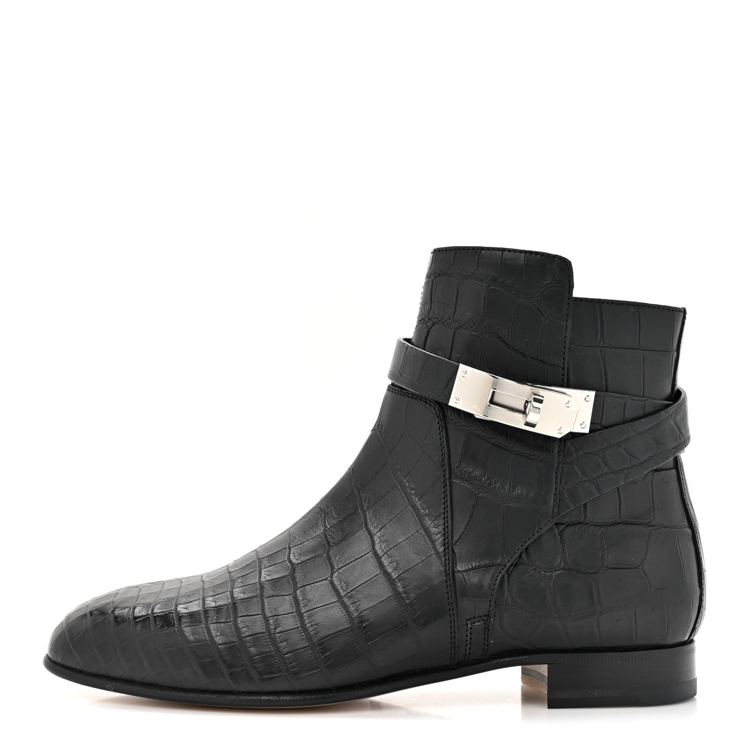 Hermes Matte Niloticus Crocodile Neo Low Boots 37 Black 1 of 11