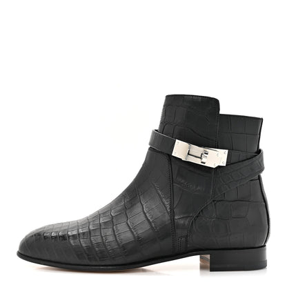 Hermes Matte Niloticus Crocodile Neo Low Boots 37 Black 1 of 11