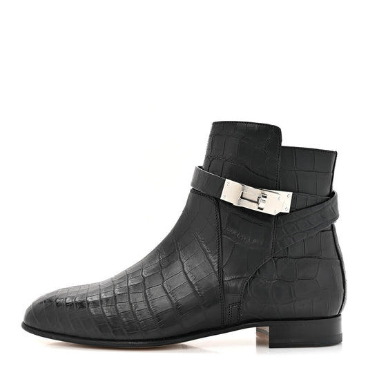 Matte Niloticus Crocodile Neo Low Boots 37 Black