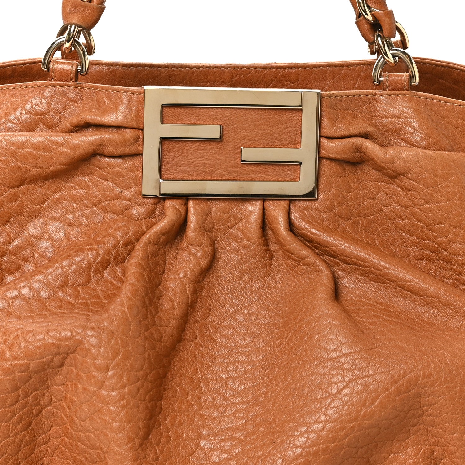 Fendi Crinkled Lambskin Mia Tote Camel 9 of 11