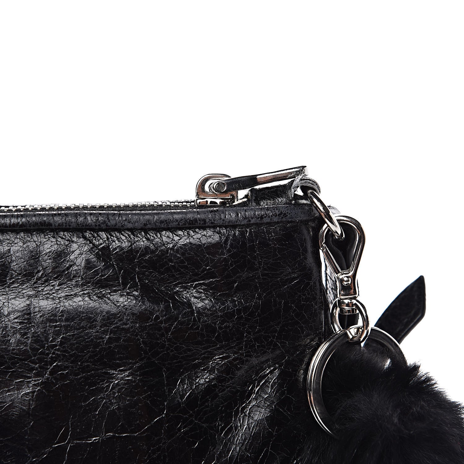 Miu Miu Nappa Lux Rabbit Fur Pouch Black 10 of 11