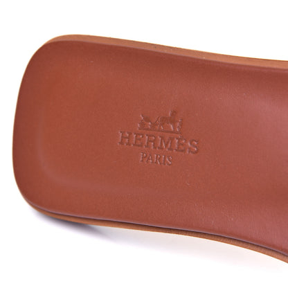 Hermes Box Calfskin Oran Sandals 37.5 Gold 6 of 6