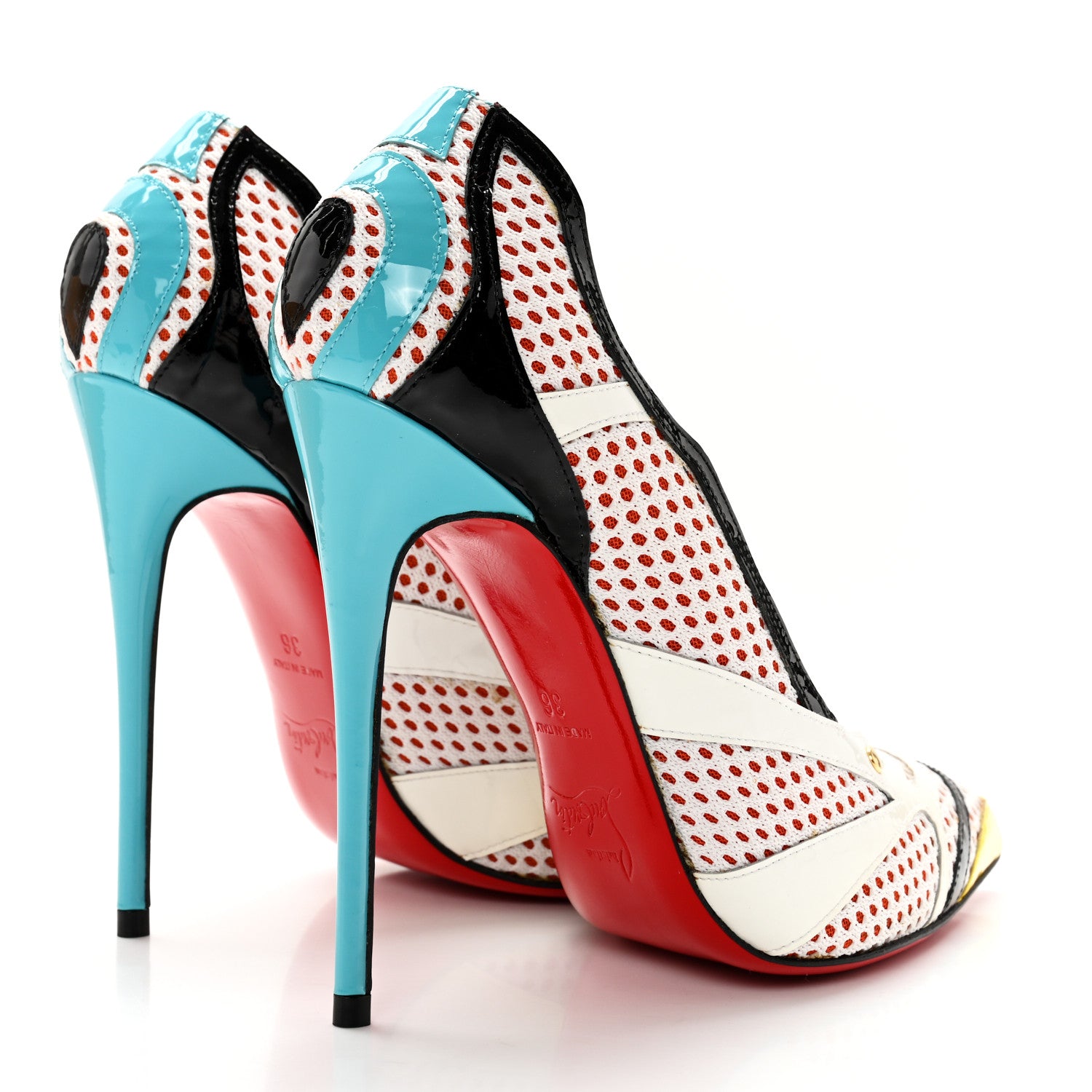 Christian Louboutin Patent Calfskin Mesh So Kate Tronetta 120 Pumps 36 White Multi 4 of 13