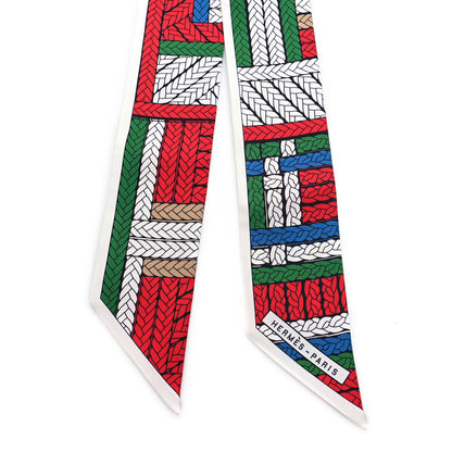 Hermes Silk Tresses H Twilly Rouge White Vert 2 of 3