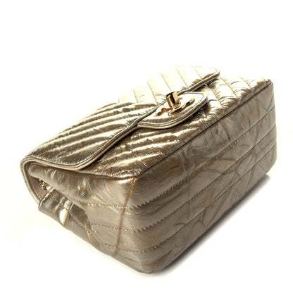 Chanel Patent Metallic Crumpled Calfskin Chevron Quilted Mini Square Flap Gold 4 of 9