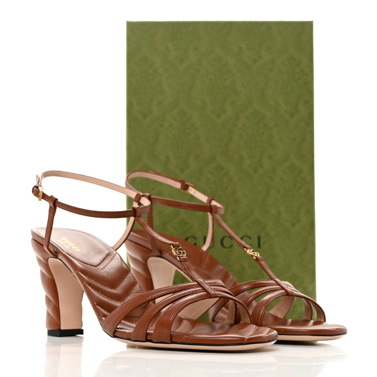 Gucci Nappa Matelasse T-Strap 40mm Sandals 42 Brown Papaya 8 of 8