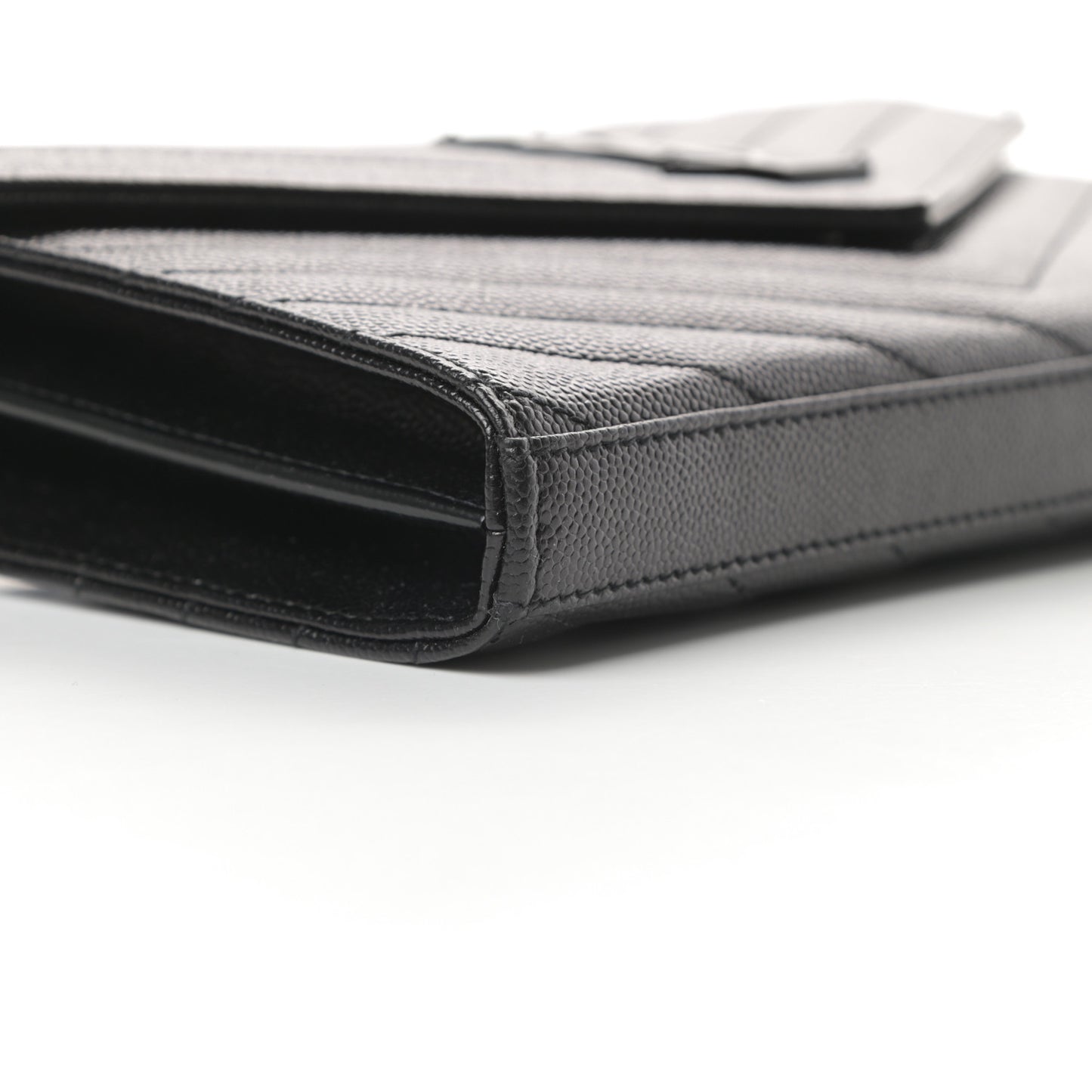 Grain De Poudre Matelasse Chevron Monogram Chain Wallet Black