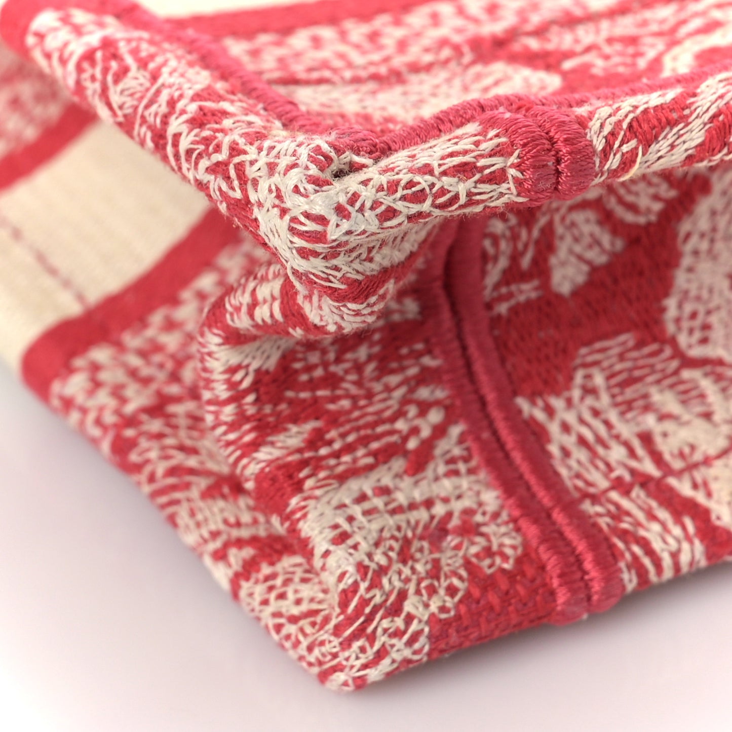 Canvas Embroidered Mini Toile De Jouy Book Tote Raspberry