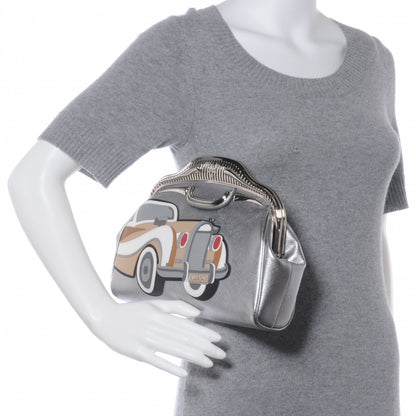 Prada Saffiano 50s Car Clutch Silver 2 of 10