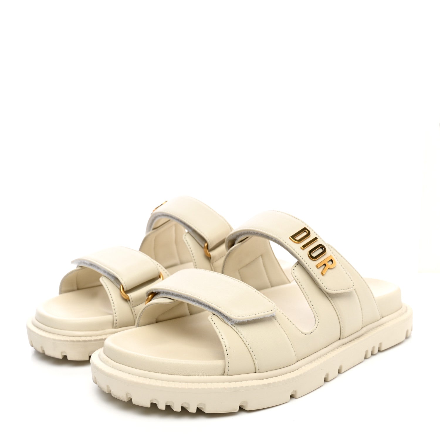 Christian Dior Lambskin Dioract 10mm Slide Sandals 37.5 Off White 3 of 11