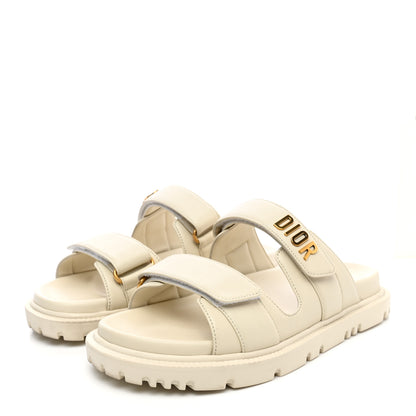 Christian Dior Lambskin Dioract 10mm Slide Sandals 37.5 Off White 3 of 11