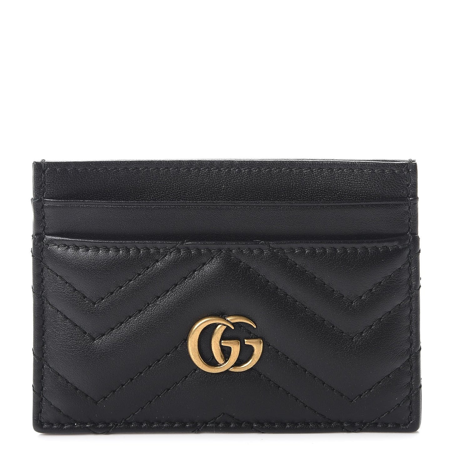 Calfskin Matelasse GG Marmont Card Holder Black