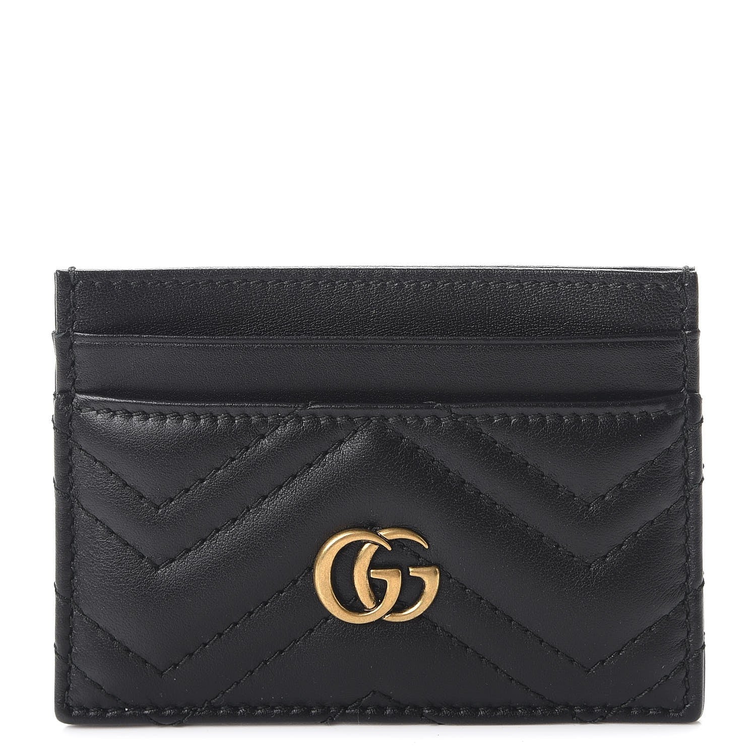 Gucci Calfskin Matelasse GG Marmont Card Holder Black 1 of 7