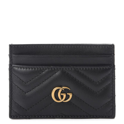 Gucci Calfskin Matelasse GG Marmont Card Holder Black 1 of 7