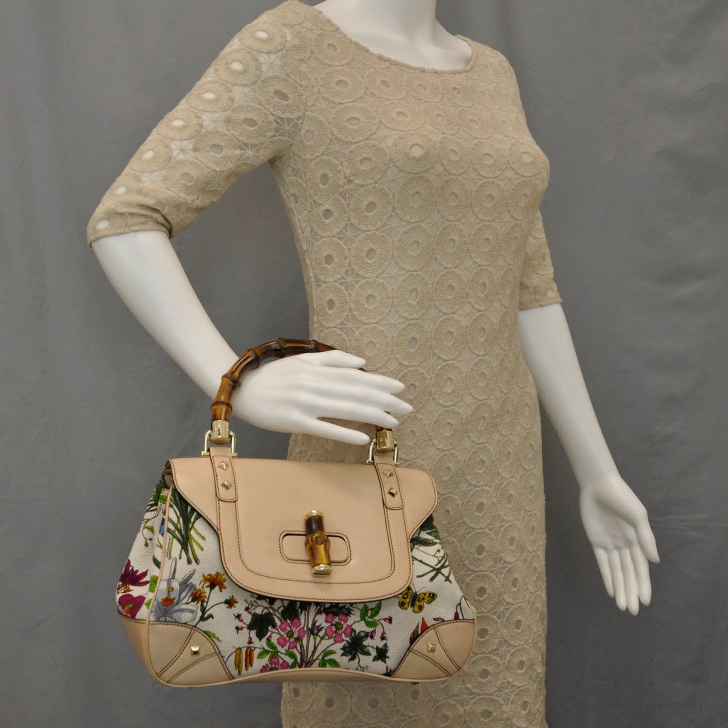 Floral Flora Bamboo Handle Bag